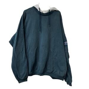 Columbia Vintage Mens Sz 2XL Green & Gray Hooded Sweatshirt Gorpcore 90s